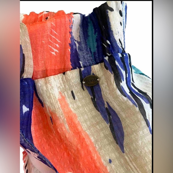 GUESS Tiered Ruffled Purple Orange Cream Summer Chiffon Mini Skirt Size Small - Picture 4 of 7